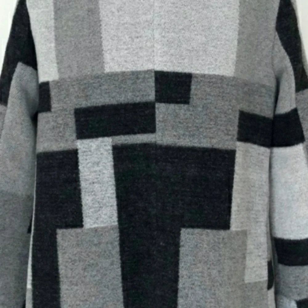 French Connection Black and‎ Gray Color Block Cardigan Coat